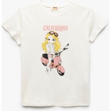 Koton Pamuklu Bisiklet Yaka Baskı Detaylı Kısa Kollu Tişört