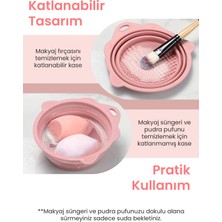 Mei Silikon Makyaj Fırçası Temizleme Kabı Aparatı, Katlanabilir, Fırça ve Sünger Temizleme Matı