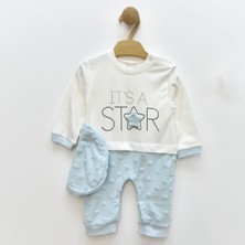 6-9-12 Ay Unisex  Yıldız Kabartma Desenli Tulum Şapkatakım