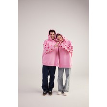 Holly Lolly Kalp Baskılı Çift Giyilir Lovebombing sweatshirt Pembe