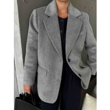 Şeyda Butik Gri Kaşe Ceket Kaban