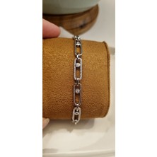 Demce İthal Tasarım Zirkon Taşlı Oval Bileklik