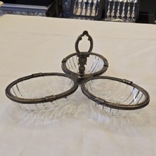 Alya Home Antik Metal Çerçeveli Üçlü Çerezlik