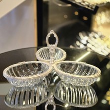Alya Home Gümüş Metal Çerçeveli Üçlü Çerezlik