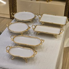 Güral Porselen 6 Parça Metal Çerçeveli Porselen Sunum Seti Gold
