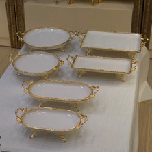 Güral Porselen 6 Parça Metal Çerçeveli Porselen Sunum Seti Gold