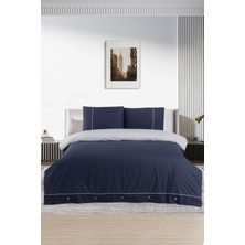 Pierre Cardin Pamuk Nevresim Takımı Biyeli Çift Kişilik Lacivert-Gri