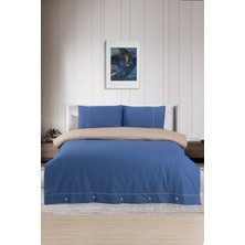 Pierre Cardin Pamuk Nevresim Takımı Biyeli Çift Kişilik Indigo-Cappuccino