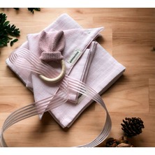 Kido & Kidos Bebek 85X75 Pembe Müslin Örtü, 1 Diş Kaşıyıcı,1 Önlük,2 Mendil,5 Li TAKIM, Pamuk