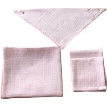 Kido & Kidos Bebek 85X75 Pembe Müslin Örtü, 1 Diş Kaşıyıcı,1 Önlük,2 Mendil,5 Li TAKIM, Pamuk
