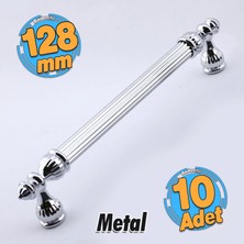 Badem10 10 Adet Şah Kulp Mobilya Mutfak Dolabı Çekmece Dolap Kulplar Kapak Kulbu Krom Renk 128 mm Metal