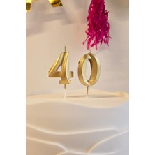 Pekshop 40 Yaş Gold Mum Rakam Pasta Mumu Yaş Mum Gold Renk