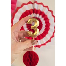 Pekshop 3 Yaş Gold Mum Rakam Pasta Mumu Yaş Mum Gold Renk