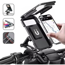 Mıknatıslı Bisiklet Motosiklet Su Geçirmez Gidon Telefon Tutucu Kılıf Kilitli 360° Ayarlanabilir