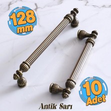 Badem10 10 Adet Şah 128 mm Eskitme Antik Sarı Metal  Metal Mobilya Mutfak Çekmece Dolap Dolabı Kulpu