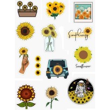 Major Selection Ayçiçeği -Sunflower Tasarımlı Sticker Seti - Telefon ve Bilgisayar, Laptop Yüzeylerine Uygun