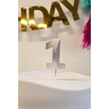 Pekshop 1 Yaş Gümüş Mum Rakam Pasta Mumu Yaş Mum Gümüş Renk