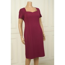 Kadın Yarım Kollu Astarlı Büyük Beden Krep Elbise
