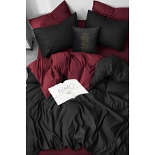 Lastikli Çarşaflı Çift Kişilik Nevresim Takımı Black Bordeaux