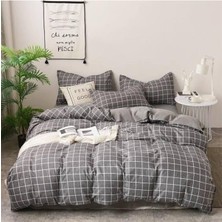 Rimo Home Çift Kişilik Çift Taraflı Nevresim Takımı Füme Kare