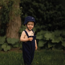 Antebies Organik Lacivert Havlu Ayarlanabilir Askılı Alttan Çıtçıtlı Erkek Bebek Salopet