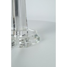 Valle Home Modern Kristal Gövde Gerçek Kuş Tüyü Bal Köpüğü Abajur ( Ikili Paket )