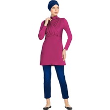 REMSA Büyük Beden Likralı Tam Kapalı Tesettür Mayo 1285 Fuşya