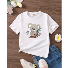 Kids Face Özel Tasarım Minik Koala Baskılı Ultra Hafif Ter Tutmayan Kız Çocuk T-Shırt