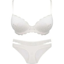 Nurteks 4334 Kadın Desteksiz Sütyen Külot Takım-Ekru