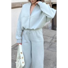 Kadın Fermuarlı 3 Iplik Eşofman Takımı DPNB0018 - Gri