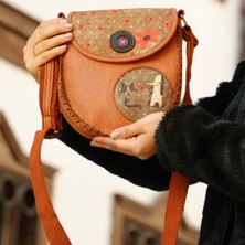 Hoodie Mouse Tilki Figürlü Tasarımlı Capraz Örgulu Kol Cantası - Taba