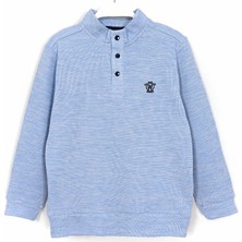 DobaKids Dik Yaka Çıtçıt Detaylı Erkek Çocuk Mevsimlik Sweatshirt Mavi 001-0001995
