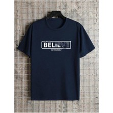 Medinenur Believe Yazı Detaylı Basic T-Shirt