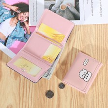 Runxi Life Hall Basit Cüzdan Sevimli Küçük Çiçek Öğrenci Cüzdanı Moda Kısa Üç Katlı Bayan Kart Tutucu (Yurt Dışından)