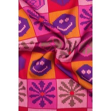 Geometrik Desenli Dijital Baskılı Şifon Saten Kumaş / En 1,50  cm  - Elbise , Perde ve Kırlent