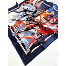 Levidor Tivil Ipek Eşarp 35002 Mavi Lacivert Karışık Desen