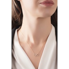 925 Ayar Gümüş,gold Kaplamalı Zirkon Taşlı Kalpli Sonsuzluk Minimal Kolye