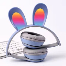 Bukrem Store P47R Tavşan Kulaklı Rgb Işıklı Bluetooth 5.0 Kablosuz Kulaklık