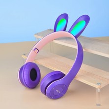 Bukrem Store P47R Tavşan Kulaklı Rgb Işıklı Bluetooth 5.0 Kablosuz Kulaklık