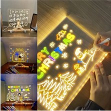 20CMX20CM LED Işıklı Neon Yazı Tahtası 7 Özel Kalem Hediyeli Işıklı Yazı ve Not Tahtası 7 Özel Kalem Hediyeli