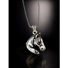 Alaja Silver At Başı Binici Parlak Tasarım 925 Ayar Gümüş Kolye