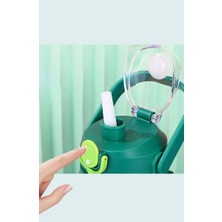 304 L Çelik Beyaz 850 ml Askılı ve Pipetli Sticker Yapıştırmalı Matara Suluk 946