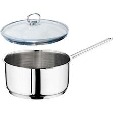 Oms Çelik Kaçerola 16 cm Sütlük/sosluk Cam Kapaklı