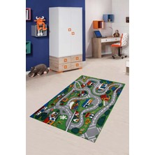 Carmine Carpet Dijital Baskılı Yıkanabilir Kaymaz Taban Eğitici Araba Yollu Trafik Yolu Desenli Çocuk Oyun Halısı