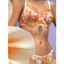 Shy Lola Lingerie Kapsız Çiçekli Baskılı Brode Sütyen Kilot Takım / Iç Çamaşırı/ Tanga