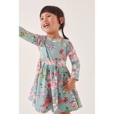 Next Baby Pamuklu Deniz Mavisi Çiçek Desenli Elbise