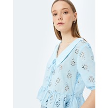 Koton Balon Kol Bağlama Detaylı Crop Fisto Bluz