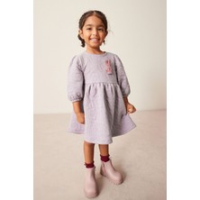 Next Baby Pamuklu Lila Kapitone Tavşan Detaylı Elbise