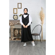 Düğme Detaylı Kadife Salopet Elbise