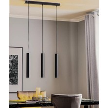 Mylights  Üçlü Siyah Spor Modern LED Avize Masa Üstü Sıralı  Ampul Dahildir  LED Avize
